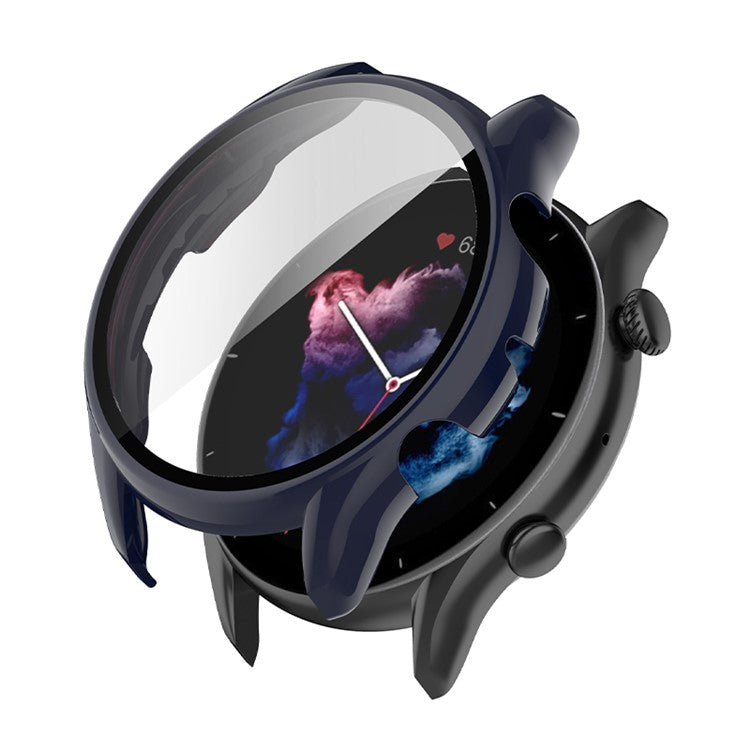 All Around Hard PC Protective Case with Tempered Glass Screen Protector for Huami Amazfit GTR 3 / GTR 3 Pro - Midnight Blue
