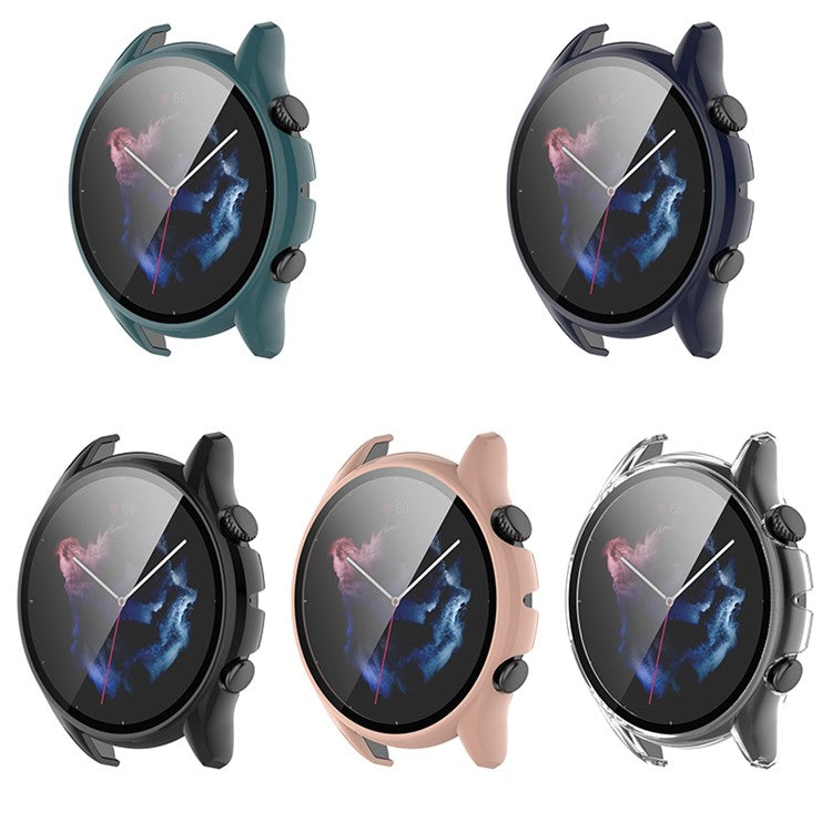 All Around Hard PC Protective Case with Tempered Glass Screen Protector for Huami Amazfit GTR 3 / GTR 3 Pro - Midnight Blue