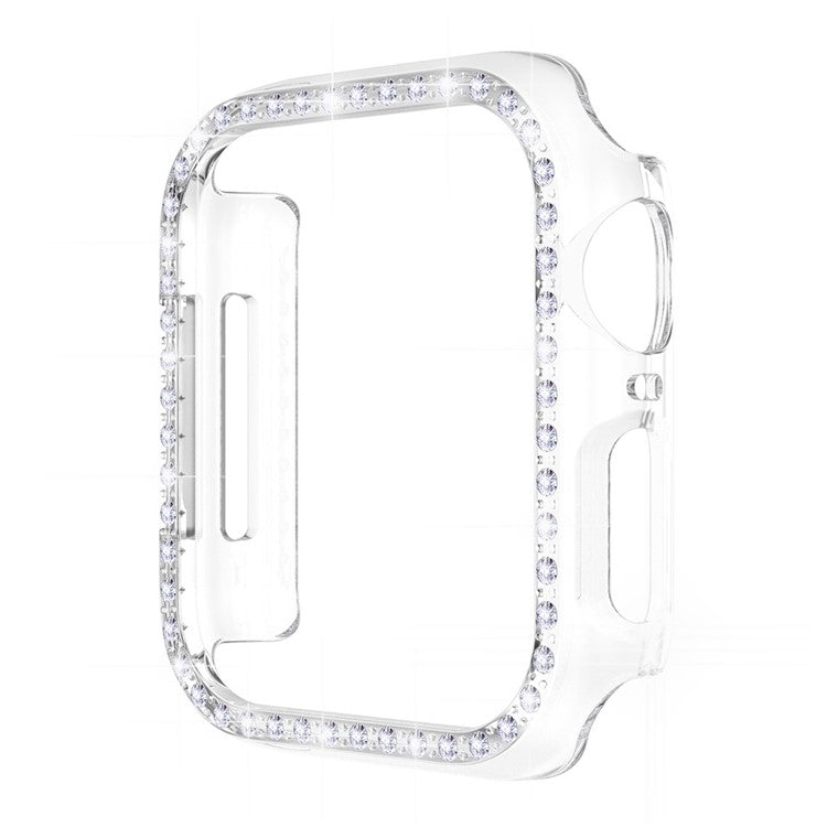 ENKAY HAT PRINCE Electroplating Rhinestone PC Hard Watch Case Cover with PET Full Screen Protector for Apple Watch Series 9 / 8 / 7 45mm - Transparent