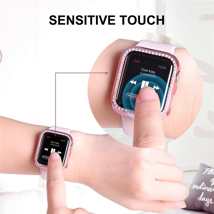 ENKAY HAT PRINCE Electroplating Rhinestone PC Hard Watch Case Cover with PET Full Screen Protector for Apple Watch Series 9 / 8 / 7 45mm - Transparent