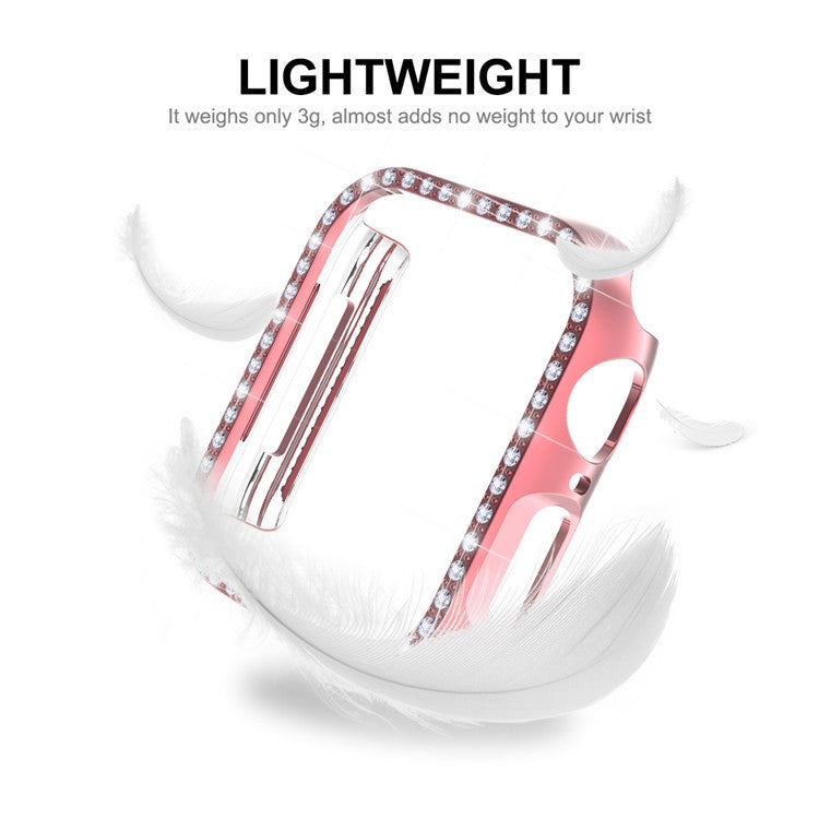 ENKAY HAT PRINCE Electroplating Rhinestone PC Hard Watch Case Cover with PET Full Screen Protector for Apple Watch Series 9 / 8 / 7 45mm - Transparent
