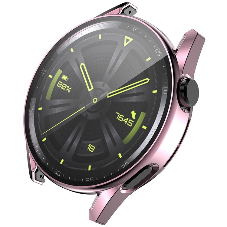 ENKAY HAT PRINCE for Huawei Watch GT 3 46mm Anti-scratch 9H Tempered Glass Screen Protector Electroplating Hard PC Watch Case - Pink