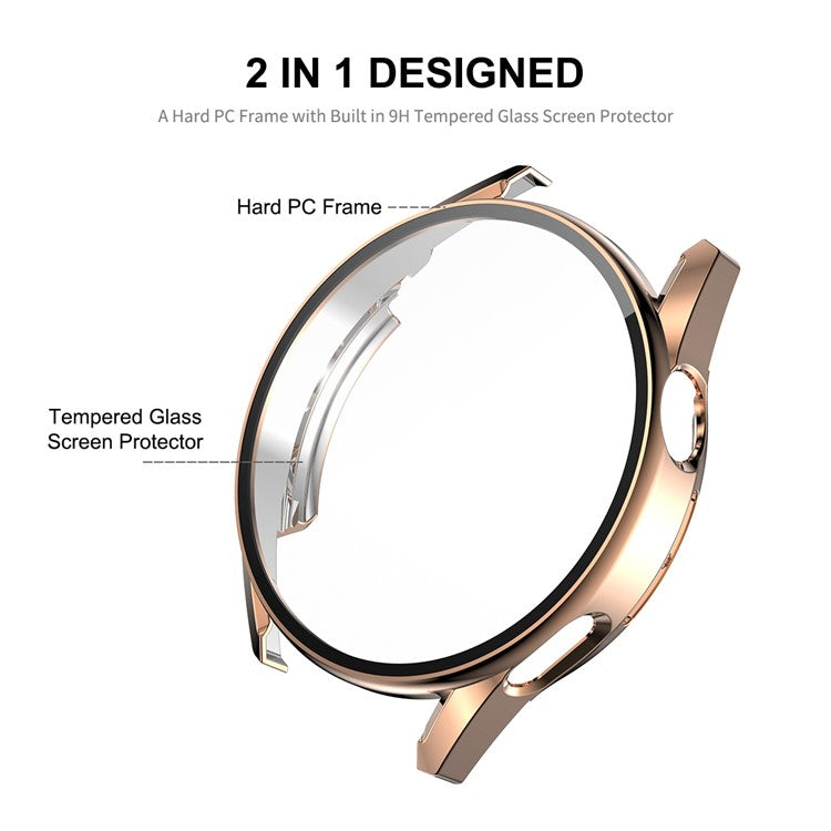 ENKAY HAT PRINCE for Huawei Watch GT 3 46mm Anti-scratch 9H Tempered Glass Screen Protector Electroplating Hard PC Watch Case - Pink