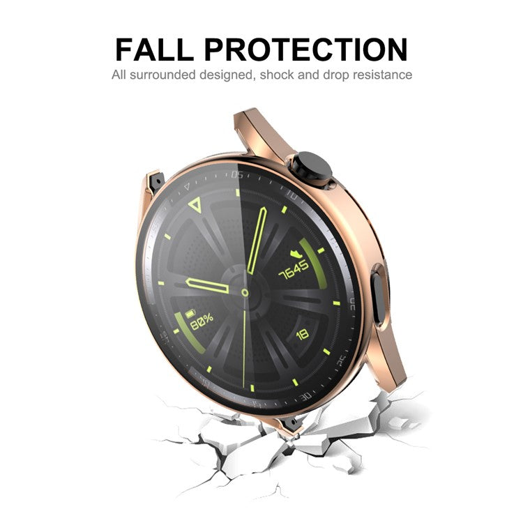 ENKAY HAT PRINCE for Huawei Watch GT 3 46mm Anti-scratch 9H Tempered Glass Screen Protector Electroplating Hard PC Watch Case - Pink