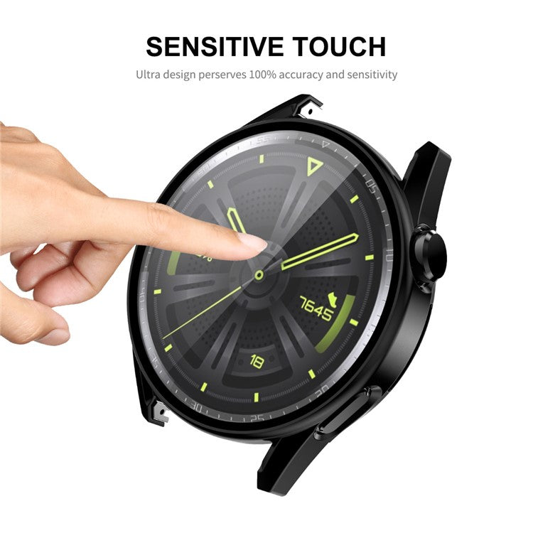 ENKAY HAT PRINCE for Huawei Watch GT 3 46mm 9H Tempered Glass Screen Protector Matte Rubberized Hard PC Watch Case - Dark Blue