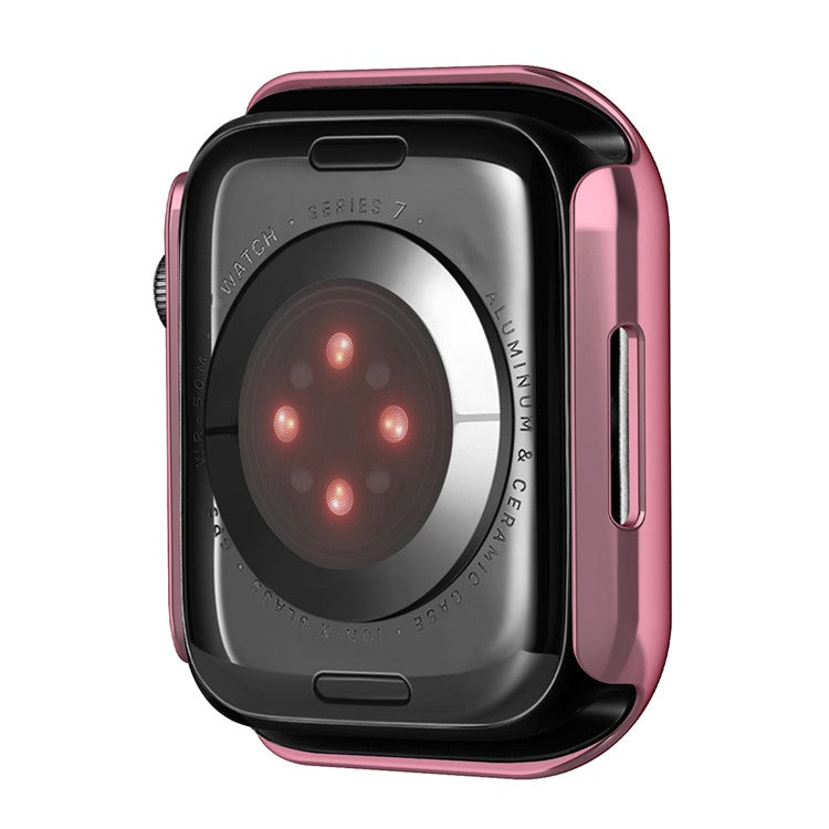 PC Watch Case for Apple Watch Series 9 / 8 / 7 45mm Well-protected Electroplating Watch Cover with Tempered Glass Screen Protector - Pink