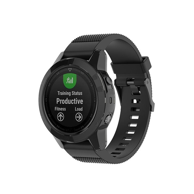 Transparent Watch Case for Garmin Fenix 5/5 Plus Full Coverage Soft TPU Protective Cover - Transparent Black