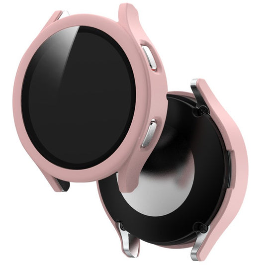 For Samsung Galaxy Watch4 40mm Matte PC Case with Tempered Glass Screen Protector - Pink