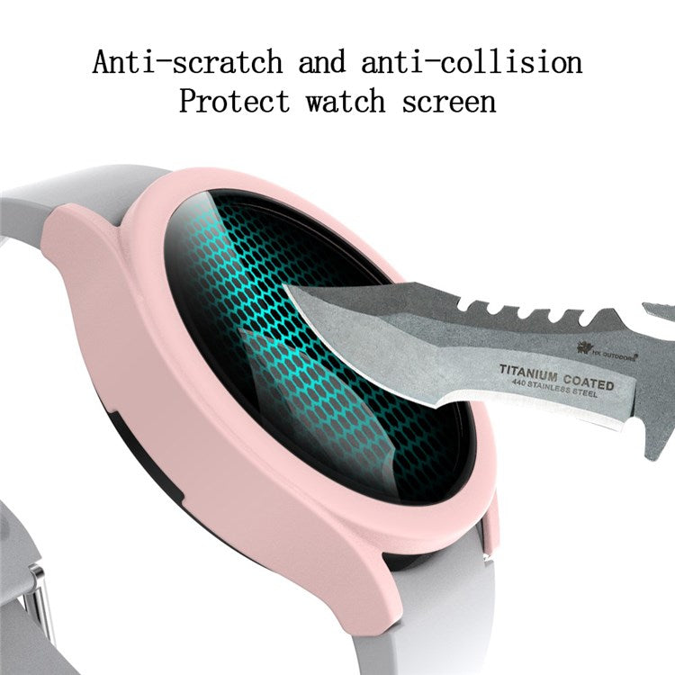 For Samsung Galaxy Watch4 40mm Matte PC Case with Tempered Glass Screen Protector - Pink