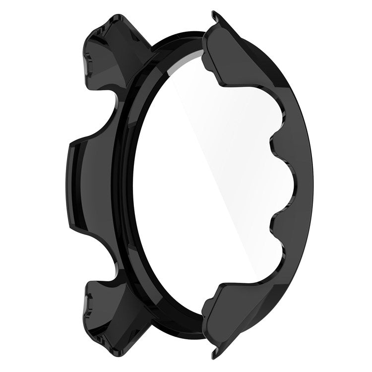 For Garmin Forerunner 955 Full Protection Hard PC Watch Case Cover with Tempered Glass Screen Protector - Black