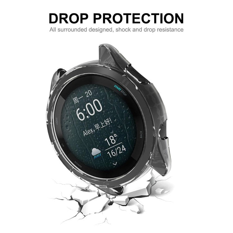 ENKAY HAT PRINCE for Garmin Forerunner 265 Watch Case Anti-drop Transparent TPU Watch Frame Cover - Black