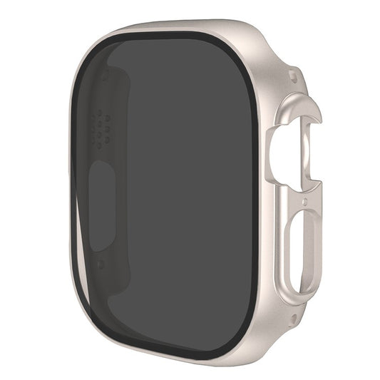 For Apple Watch Ultra 2 49mm / Ultra 49mm Anti-Peep Tempered Glass Screen Film Integrate Hard PC Case Cover - Starlight