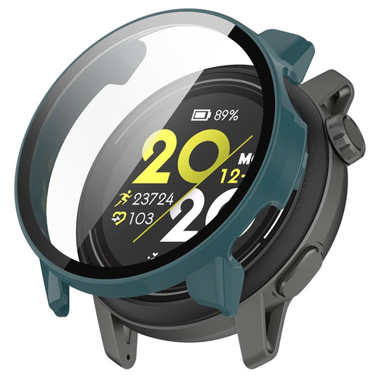 For Coros Pace 3 Protective Case Hard PC Watch Cover with Tempered Glass Screen Protector - Pine Needle Green