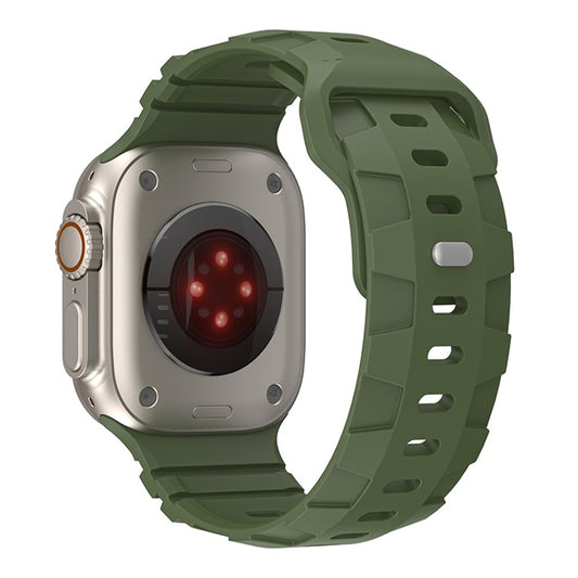 YINGSHEHUI For Apple Watch 10 46mm / Ultra 2 / Ultra 49mm / 9 8 7 45mm / SE (2023) SE (2022) SE 6 5 4 44mm / 3 2 1 42mm Silicone Watch Band - Army Green