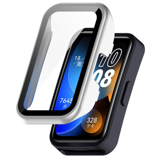 For Huawei Band 10 / Band 10 NFC / Band 9 / Band 9 NFC / Band 8 / Band 8 NFC Hard PC Watch Cover with Tempered Glass - Silver