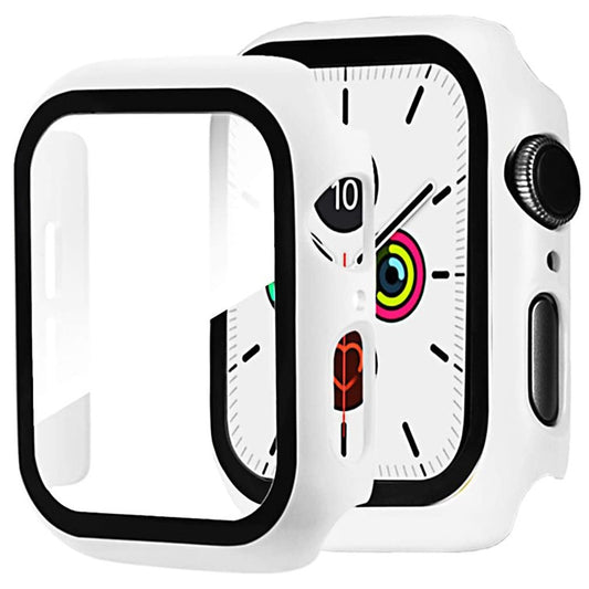 2-in-1 Frame PC + Tempered Glass Protector Watch Case for Apple Watch Series 3/2/1 42mm - White