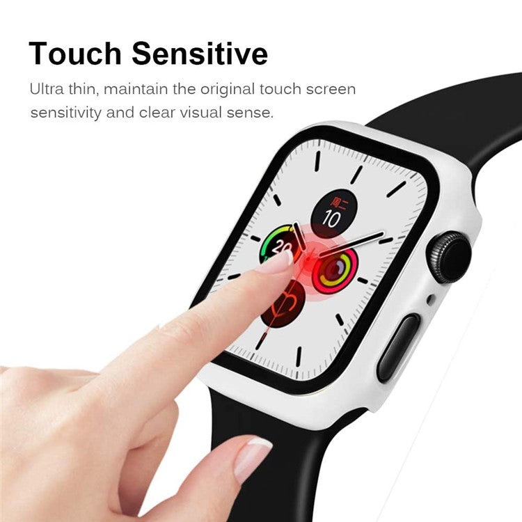2-in-1 Frame PC + Tempered Glass Protector Watch Case for Apple Watch Series 3/2/1 42mm - White