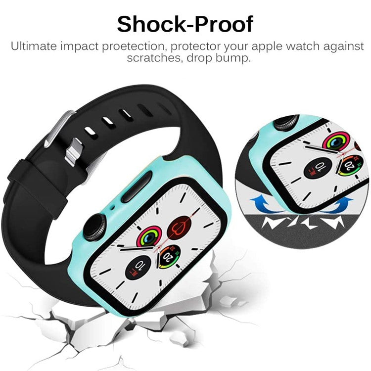2-in-1 Frame PC + Tempered Glass Protector Watch Case for Apple Watch Series 3/2/1 42mm - Baby Blue