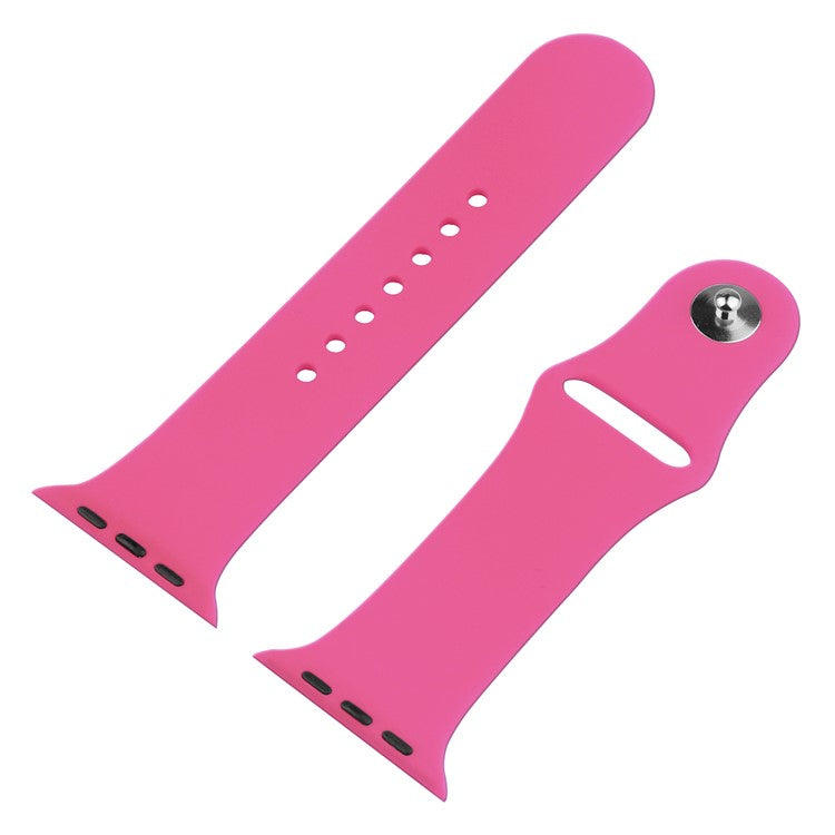 For Apple Watch Series 8 45mm / 7 45mm Soft Silicone Replacement Strap + Hard PC Watch Case with Tempered Glass Screen Protector - Rose