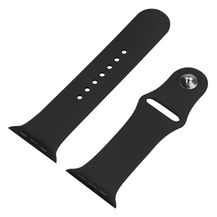 For Apple Watch Series 9 / 8 / 7 41mm Silicone Watch Band with Hard PC Electroplating Watch Case Built-in Tempered Glass Screen Protector - Blackish Green  /  Silver