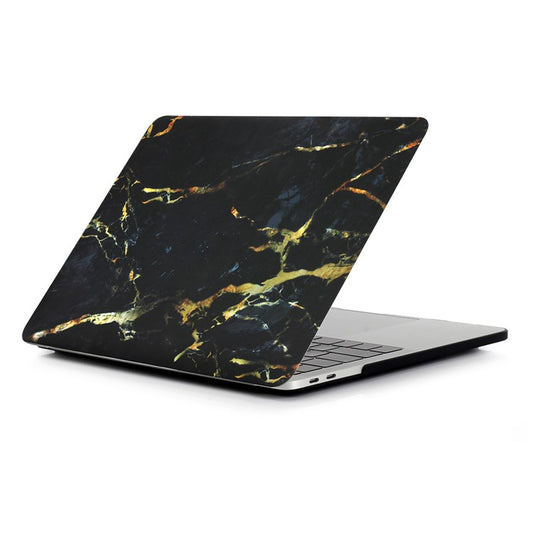 Patterned Hard Protective Case for MacBook Pro 13 inch 2016 A1706/A1708/A1989/A2159/A2251/A2289/A2338 - Marble Pattern / Black + Gold
