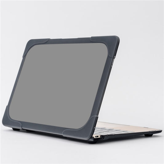 Two-pieces Plastic + TPU Hybrid Case with Stand for MacBook 12-inch with Retina Display (2015) - Grey