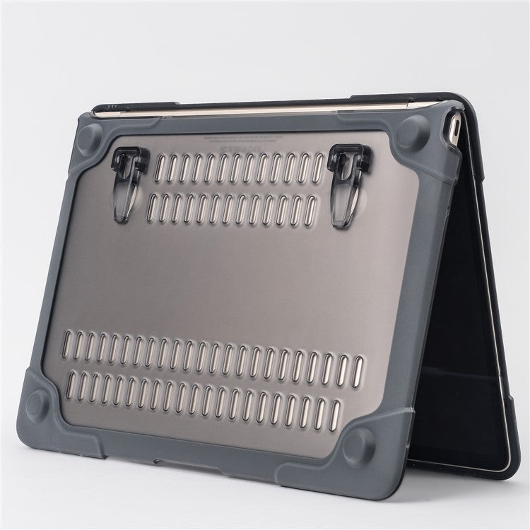 Two-pieces Plastic + TPU Hybrid Case with Stand for MacBook 12-inch with Retina Display (2015) - Grey
