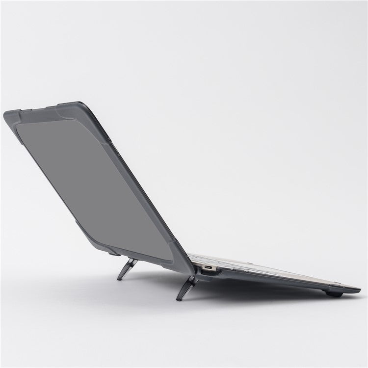 Two-pieces Plastic + TPU Hybrid Case with Stand for MacBook 12-inch with Retina Display (2015) - Grey