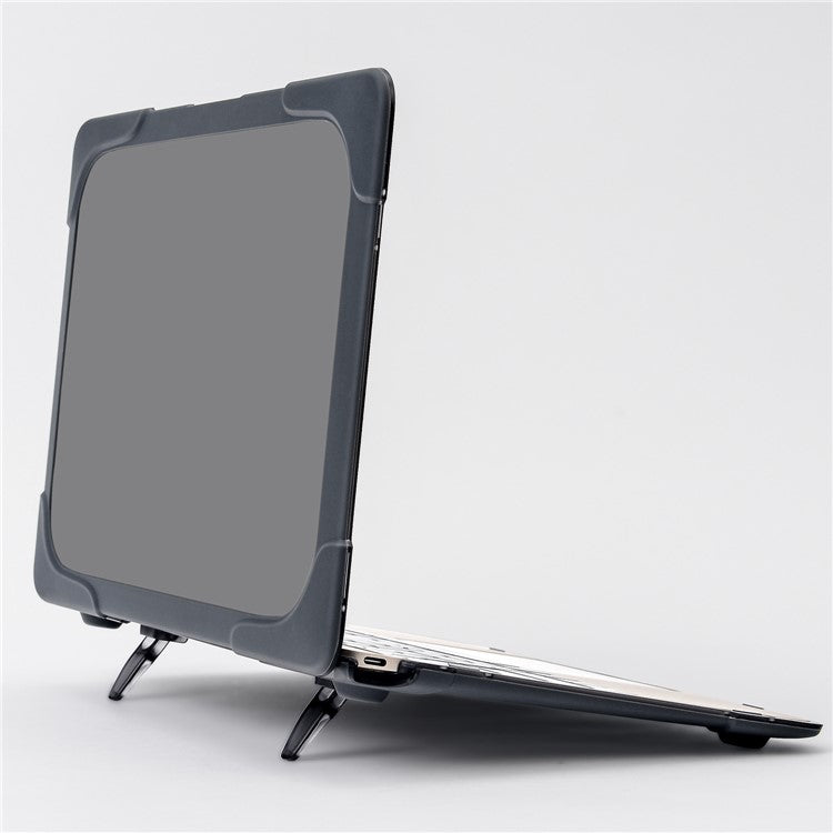 Two-pieces Plastic + TPU Hybrid Case with Stand for MacBook 12-inch with Retina Display (2015) - Grey