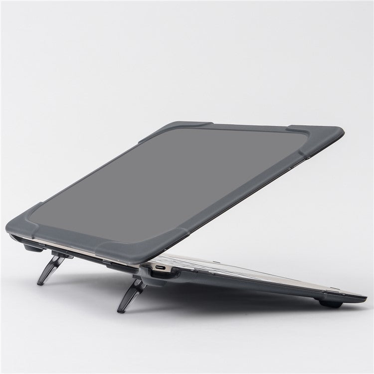 Two-pieces Plastic + TPU Hybrid Case with Stand for MacBook 12-inch with Retina Display (2015) - Grey
