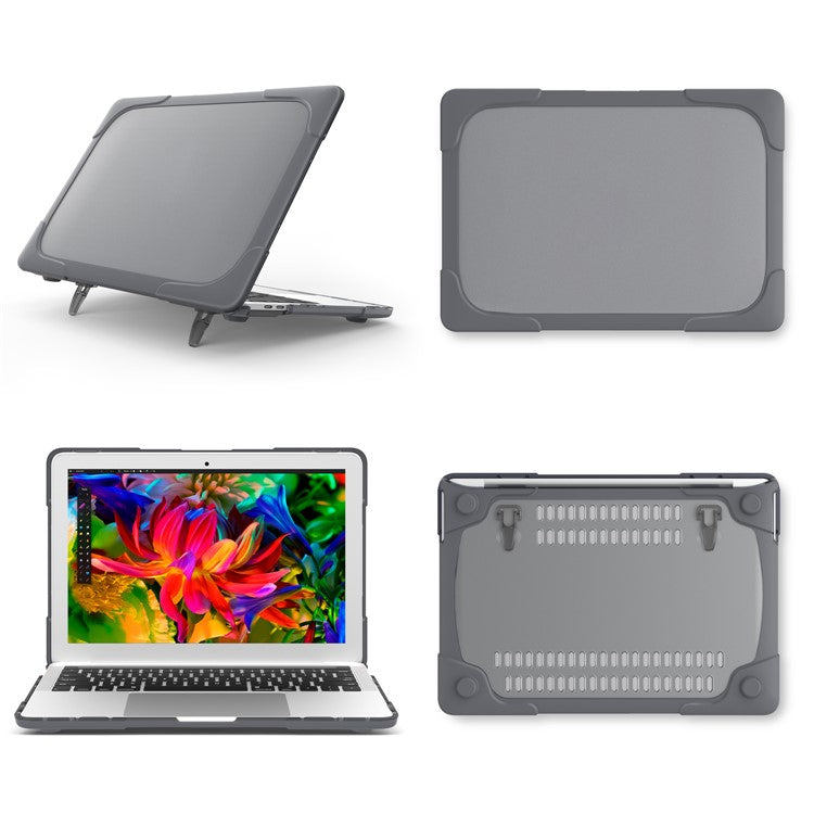 Two-piece Plastic + TPU Combo Case with Stand for MacBook Pro 13-inch (2016) with Touch Bar - Grey