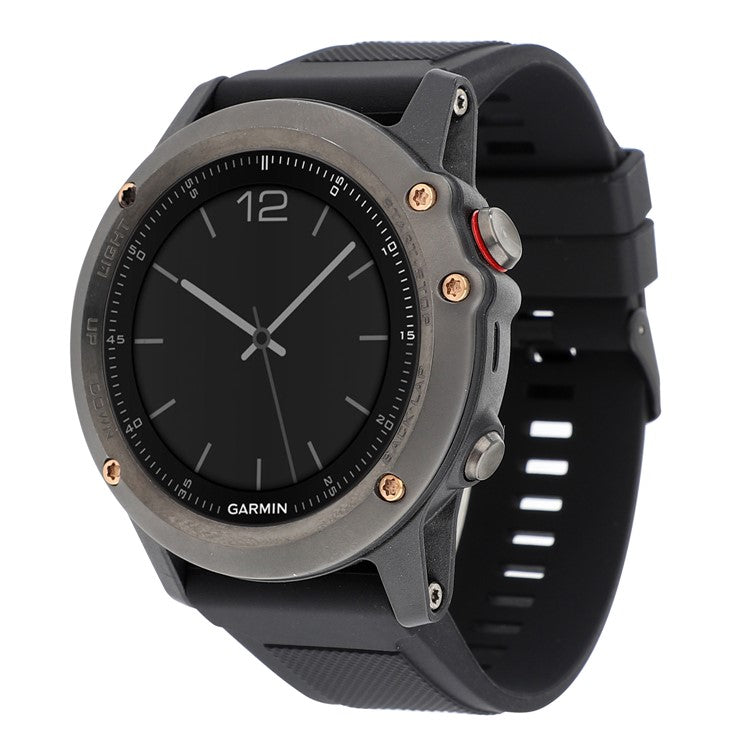 22mm Soft Textured Silicone Watch Band Wrist Bracelet for Garmin Fenix 5 / 5 Plus with Black Buckle - Black