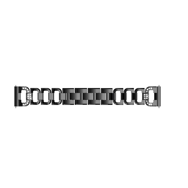 20mm For Samsung Galaxy Watch 42mm D-shape Rhinestone Decor Metal Watch Band Wrist Strap - Black
