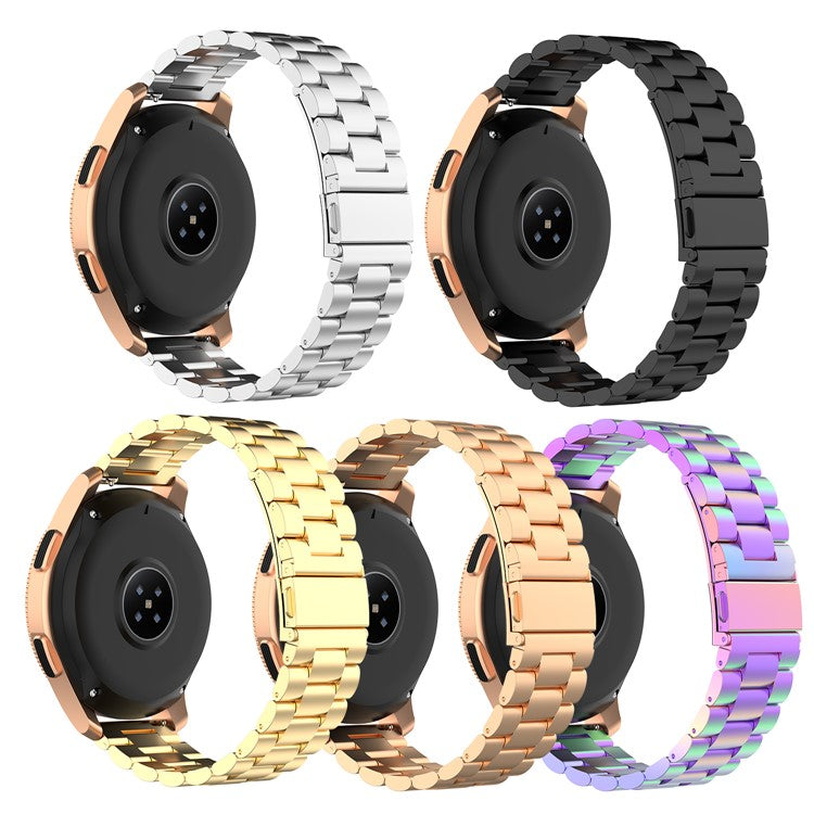 20mm Watch Band Stainless Steel for Samsung Galaxy Watch Active R500/Garmin Vivoactive 3, Folding Clasp Watch Strap Replacement - Black