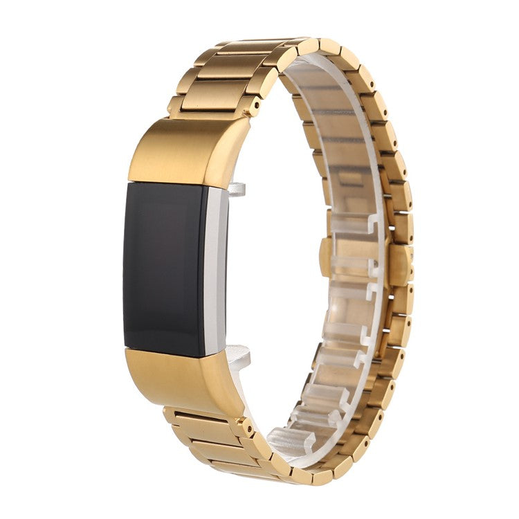 Three Beads Stainless Steel Watch Band Strap for Fitbit Charge 2 - Gold