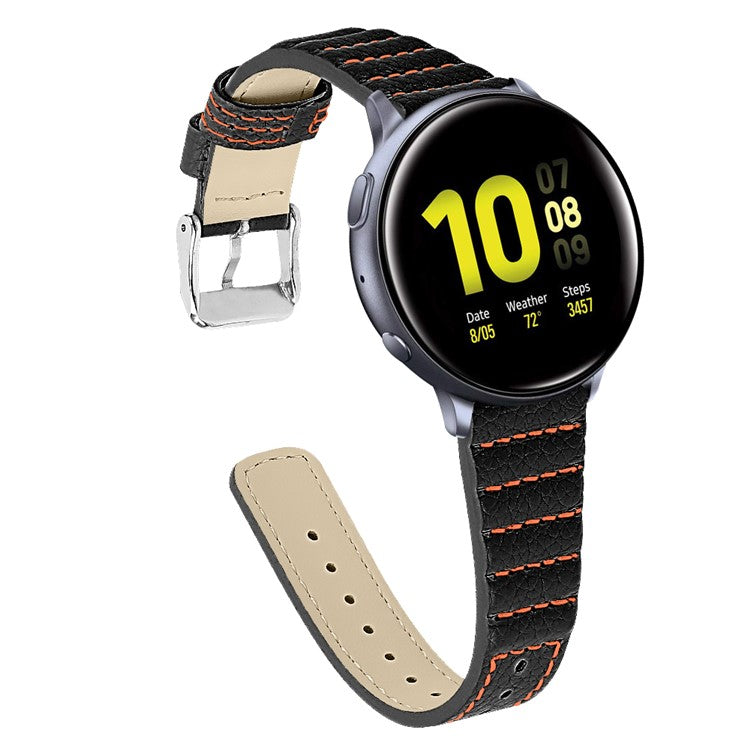 20mm Genuine Cowhide Leather Smart Watch Band Strap for Samsung Galaxy Watch 42mm - Black