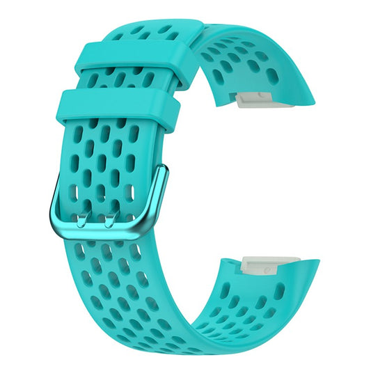 Soft Silicone Sport Replacement Watch Strap with Breathable Holes for Fitbit Charge 6 / 5 - Teal