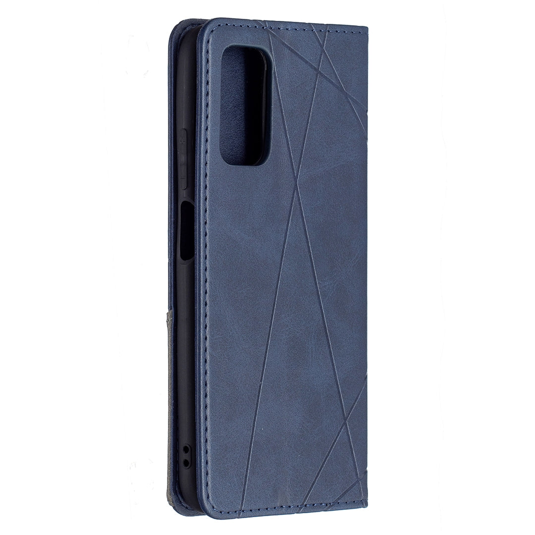 For Xiaomi Poco M3 Prismatic Invisible Magnetic Horizontal Flip Leather Case with Holder & Card Slots & Photo Frame(Blue)