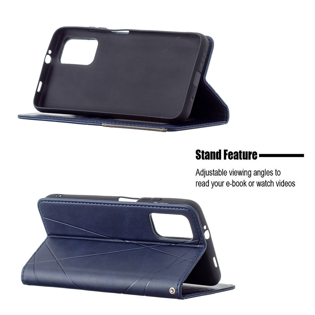 For Xiaomi Poco M3 Prismatic Invisible Magnetic Horizontal Flip Leather Case with Holder & Card Slots & Photo Frame(Blue)