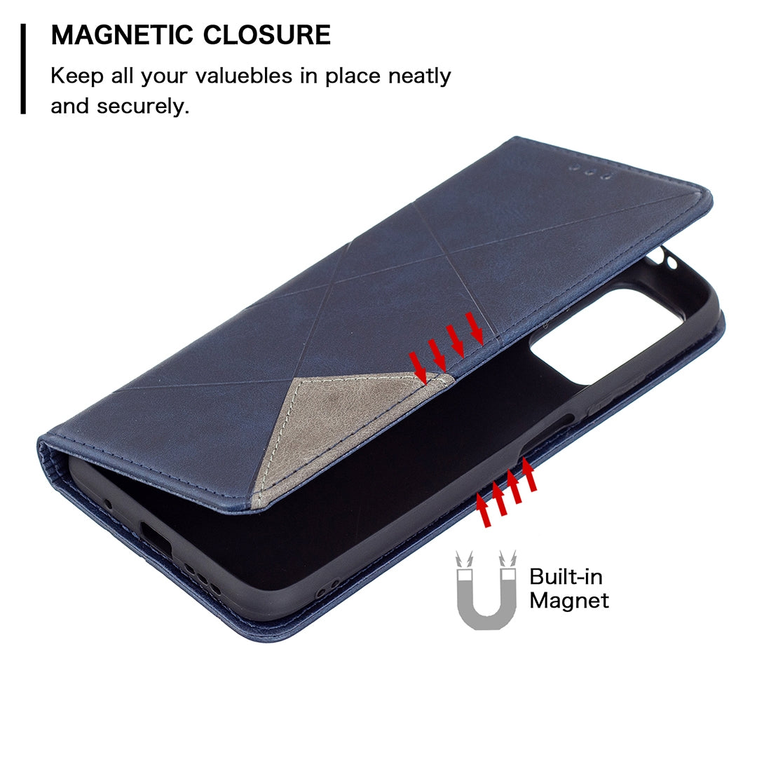For Xiaomi Poco M3 Prismatic Invisible Magnetic Horizontal Flip Leather Case with Holder & Card Slots & Photo Frame(Blue)