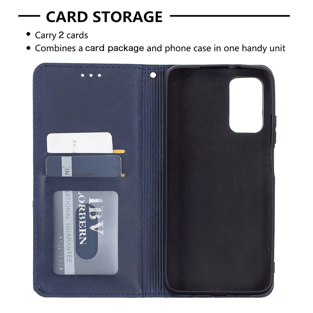 For Xiaomi Poco M3 Prismatic Invisible Magnetic Horizontal Flip Leather Case with Holder & Card Slots & Photo Frame(Blue)