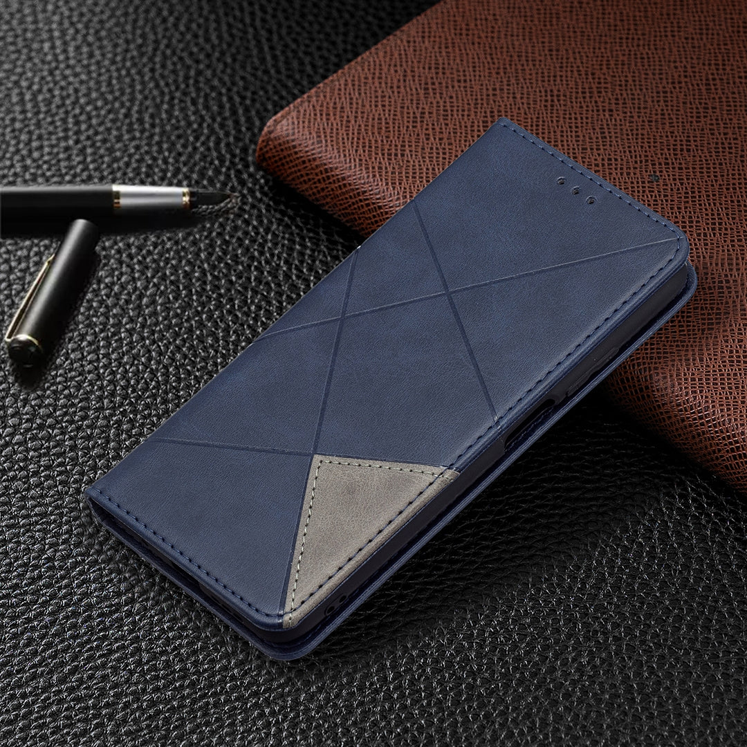 For Xiaomi Poco M3 Prismatic Invisible Magnetic Horizontal Flip Leather Case with Holder & Card Slots & Photo Frame(Blue)