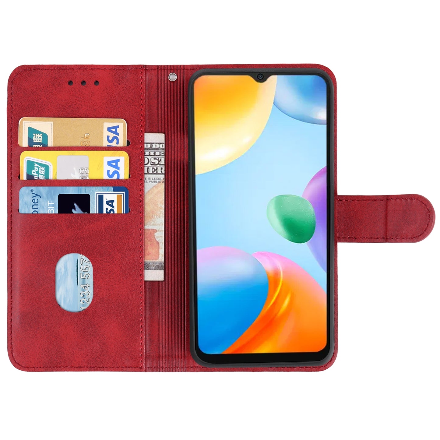 Leather Phone Case For Xiaomi Poco C40(Red)