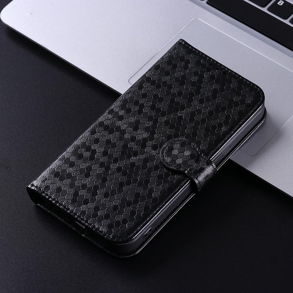 For Xiaomi Poco F6 /Redmi Turbo 3 Honeycomb Dot Texture Leather Phone Case(Black)