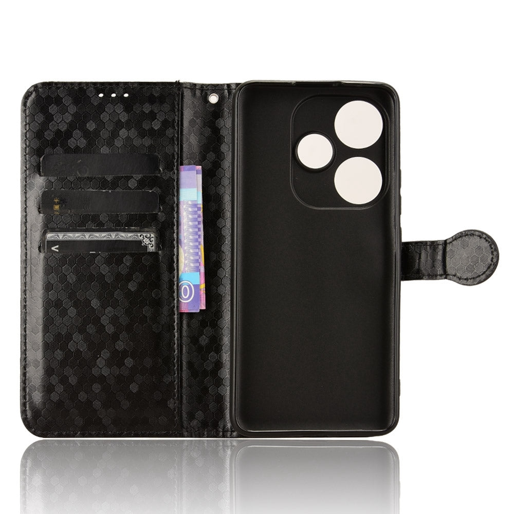 For Xiaomi Poco F6 /Redmi Turbo 3 Honeycomb Dot Texture Leather Phone Case(Black)