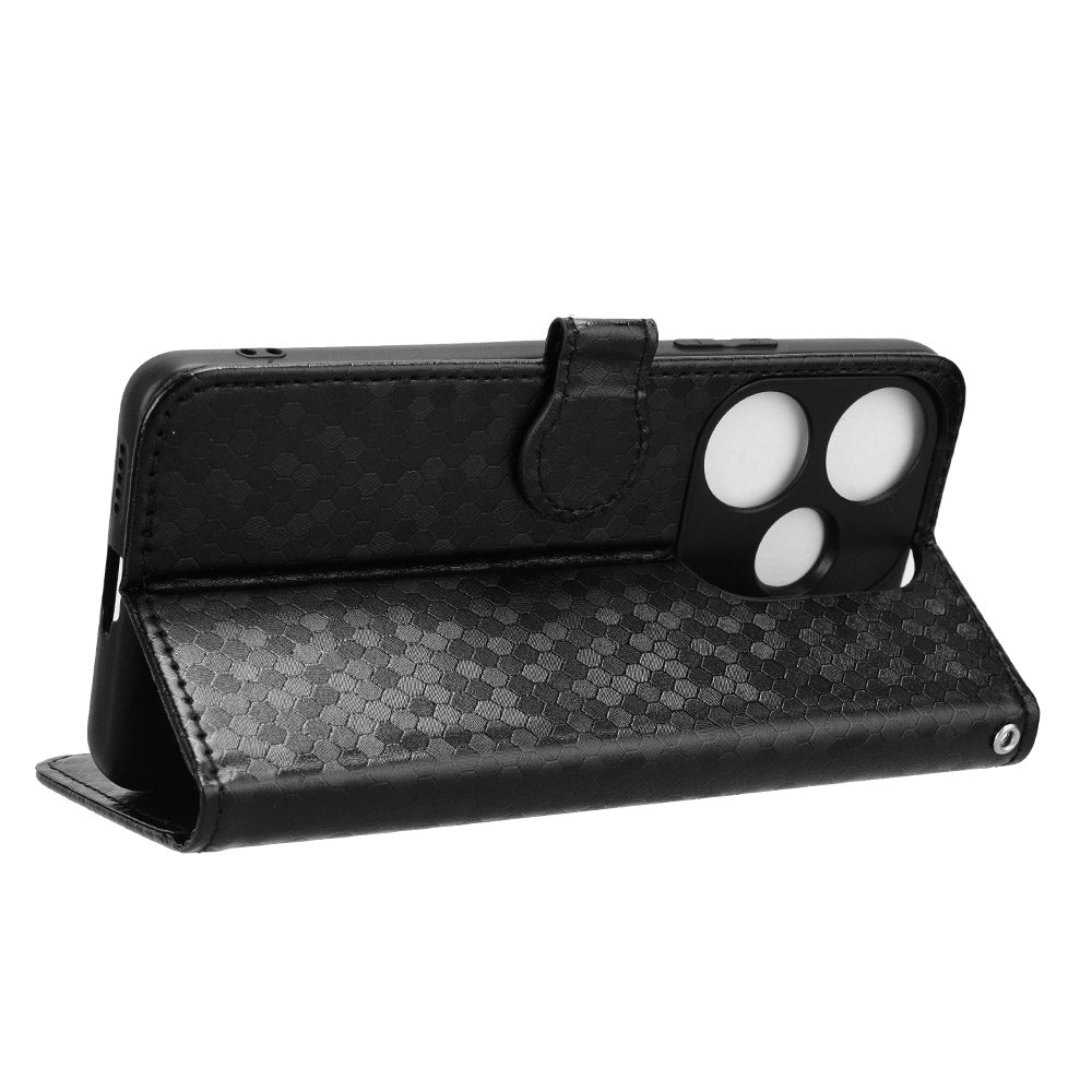 For Xiaomi Poco F6 /Redmi Turbo 3 Honeycomb Dot Texture Leather Phone Case(Black)