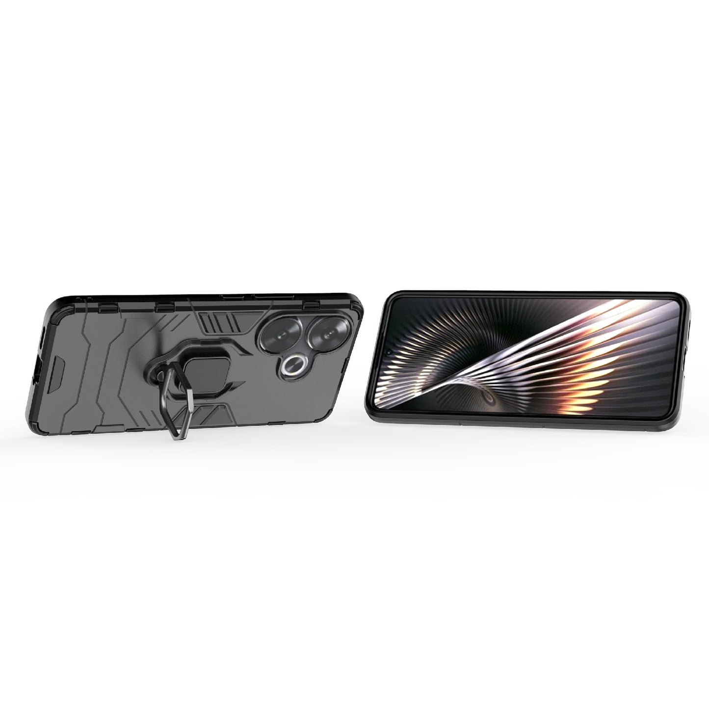 For Xiaomi Poco F6 Shockproof PC + TPU Holder Phone Case(Black)