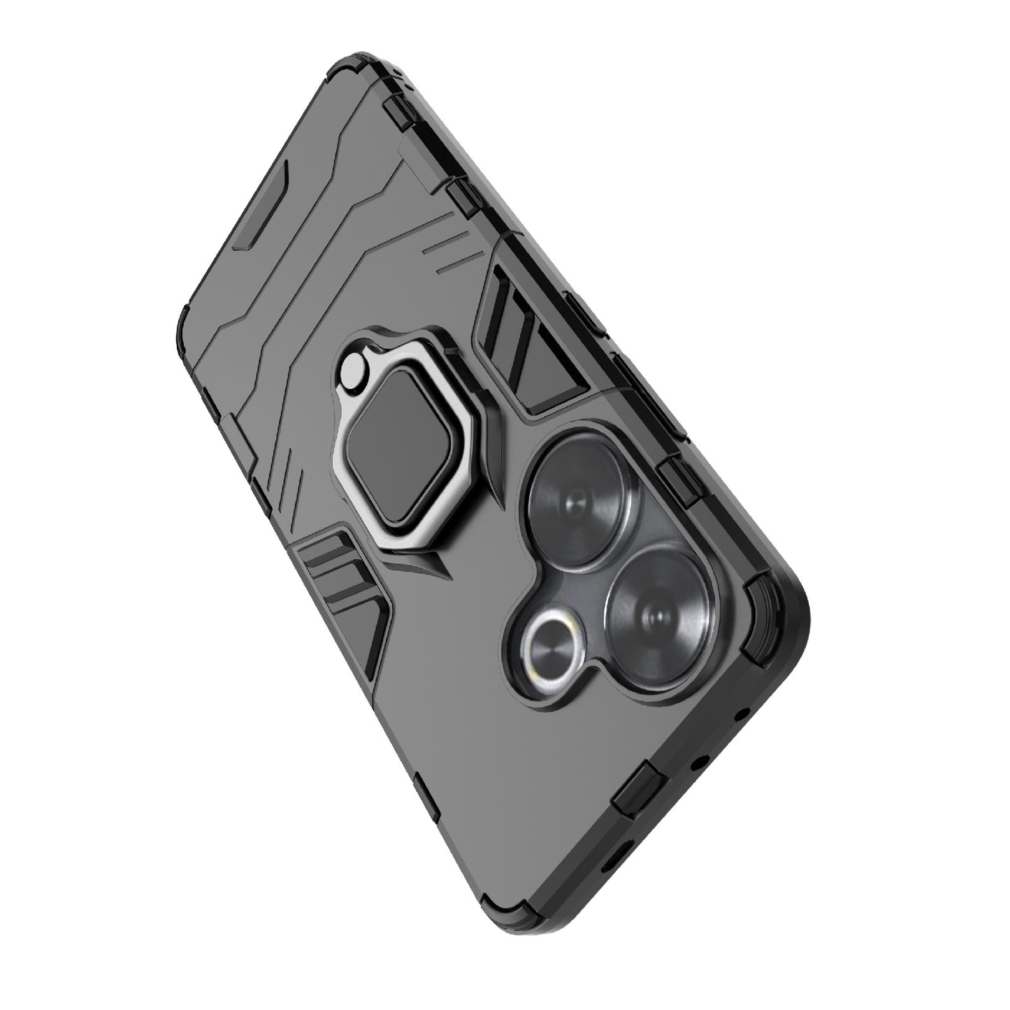 For Xiaomi Poco F6 Shockproof PC + TPU Holder Phone Case(Black)