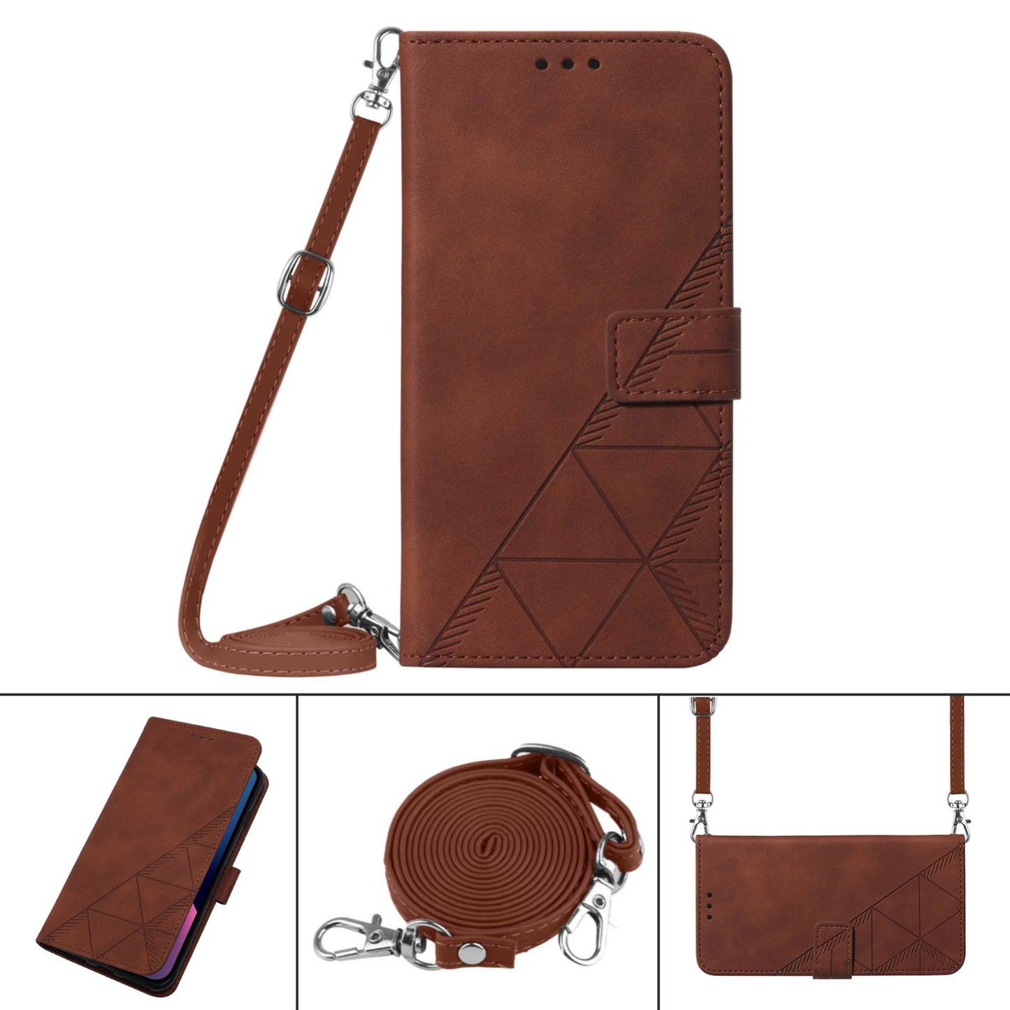 For Xiaomi Poco M6 Pro 4G Crossbody 3D Embossed Flip Leather Phone Case(Brown)