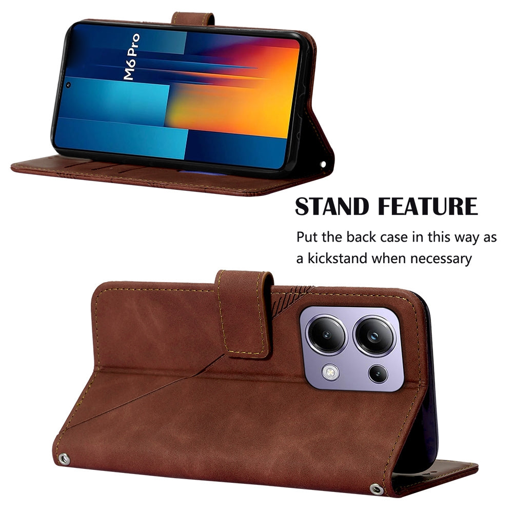 For Xiaomi Poco M6 Pro 4G Crossbody 3D Embossed Flip Leather Phone Case(Brown)